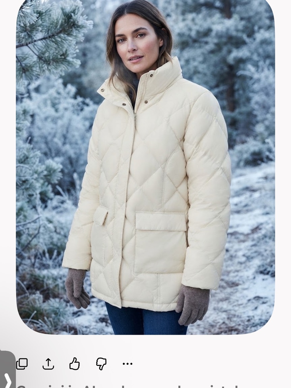 Lands' End Cream Off-White Diamond Quilted
Down Puffer Jacket Coat 1X W 16-18